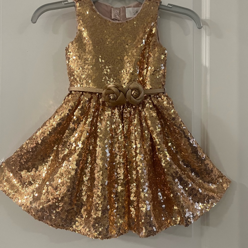 Disney Rose gold sequin girl dress